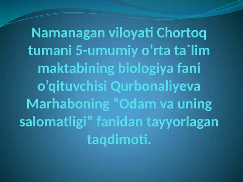 Biologiya fanidan taqdimot: Qon tomirlari va qon aylanishi