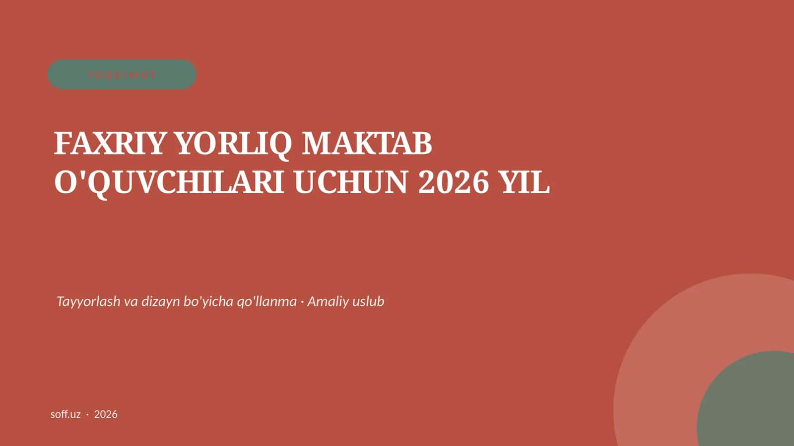 Tayyorlash va dizayn bo'yicha qo'llanma