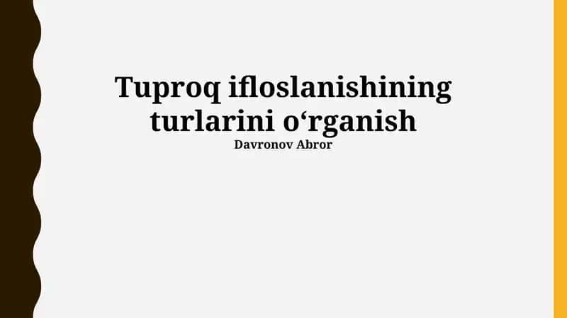 Tuproq ifloslanishining turlari