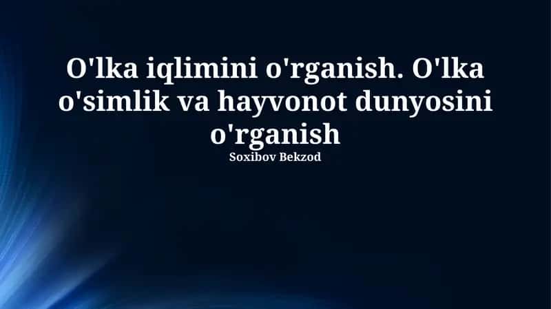 O'lka iqlimini o'rganish