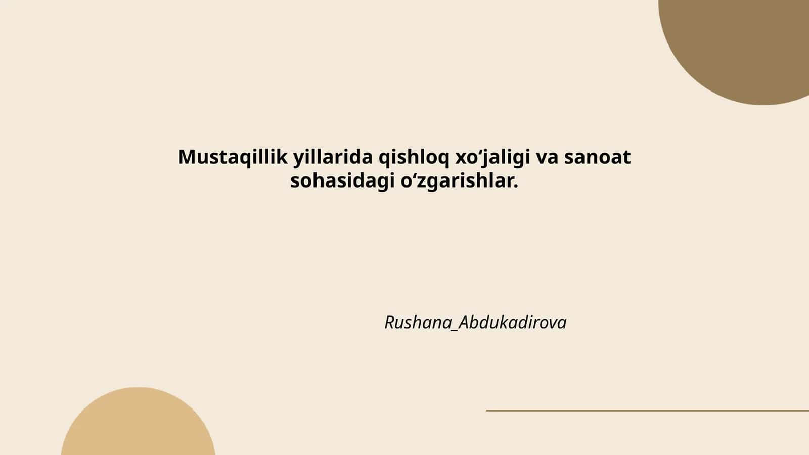 Qishloq xo‘jaligi va sanoat sohasidagi o‘zgarishlar