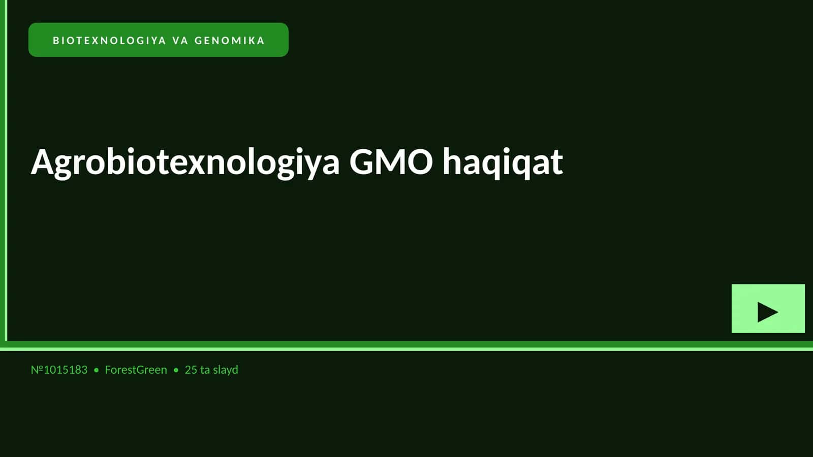 Agrobiotexnologiya GMO haqiqat