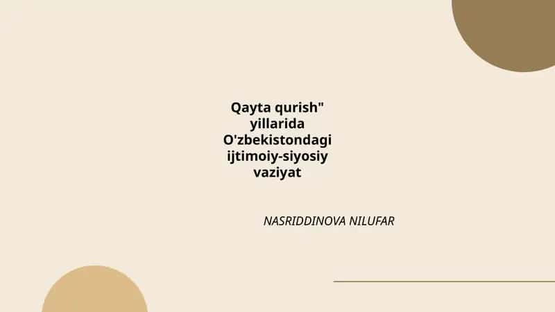 Qayta qurish va Oʻzbek SSR siyosiy strukturasi oʻzgarishlari