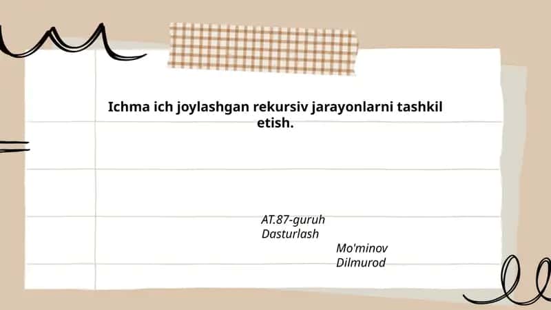 Ichma-ich rekursiyaning taʼrifi va matematik modeli