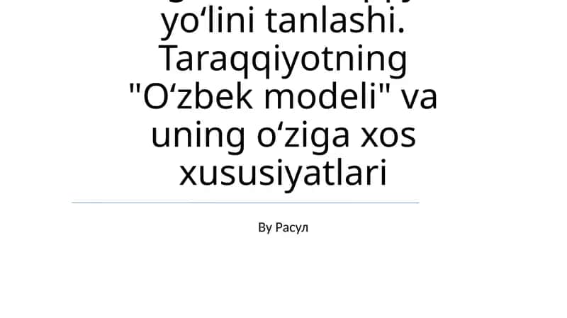 O'zbek modeli: Yutuqlar, muammolar va istiqbollar