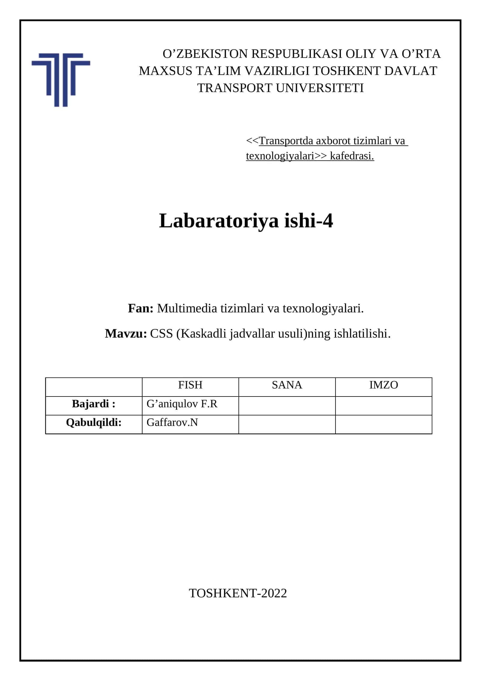 CSS (Kaskadli jadvallar usuli)ning ishlatilishi