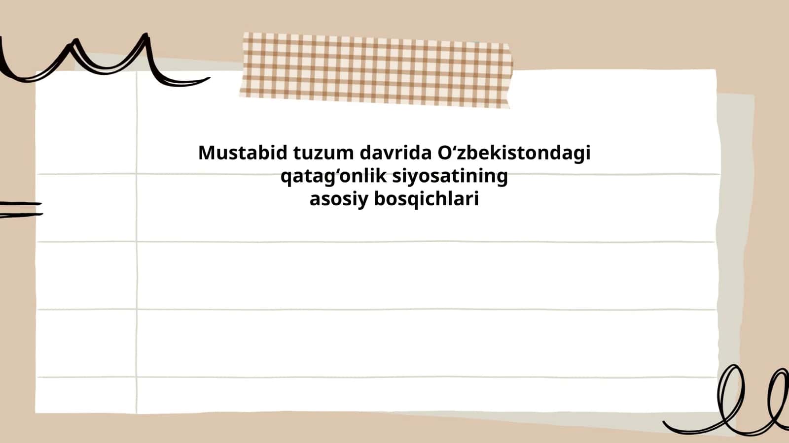 Mustabid tuzum davrida O‘zbekistondagi qatag‘onlik siyosatining asosiy bosqichlari