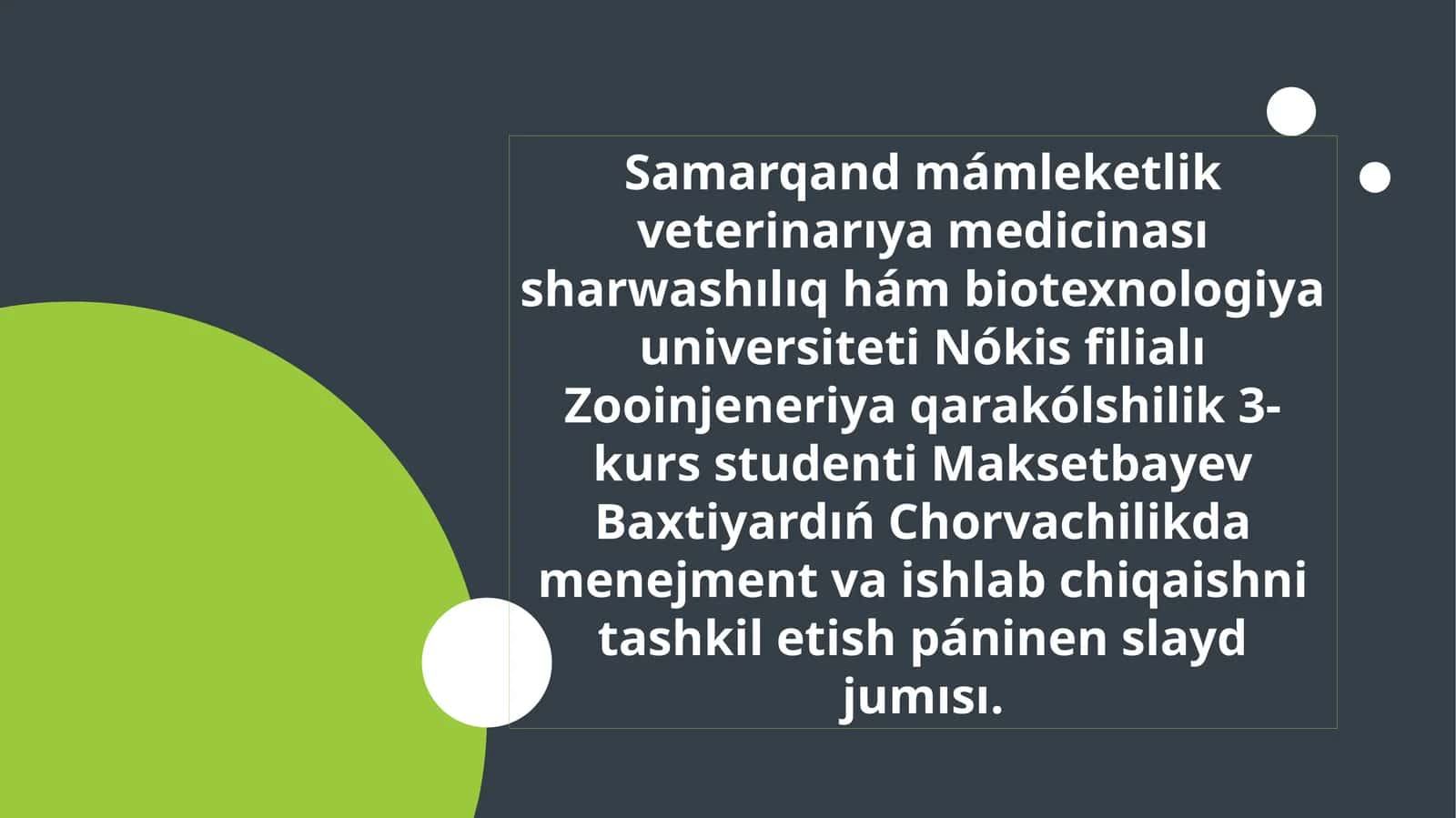 Chorvachilikda menejment va ishlab chiqarishni tashkil etish