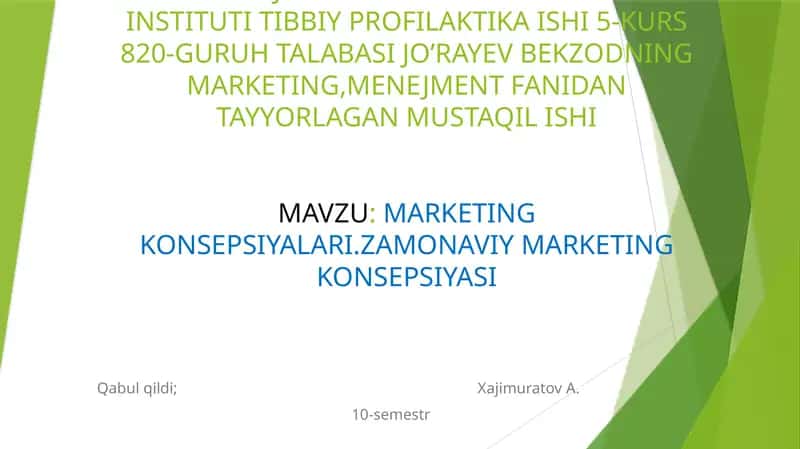 MARKETING KONSEPSIYALARI