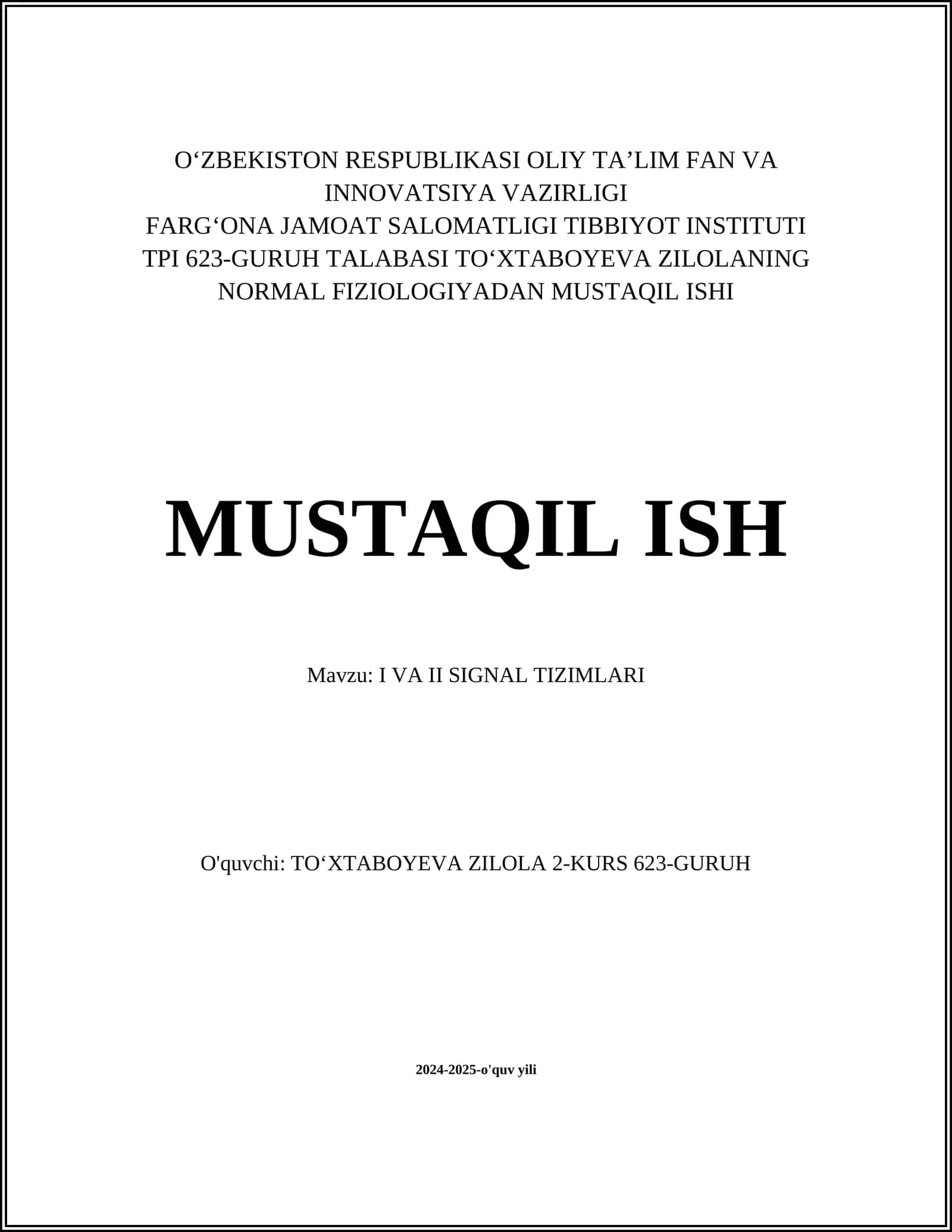 Analog signal tizimlari