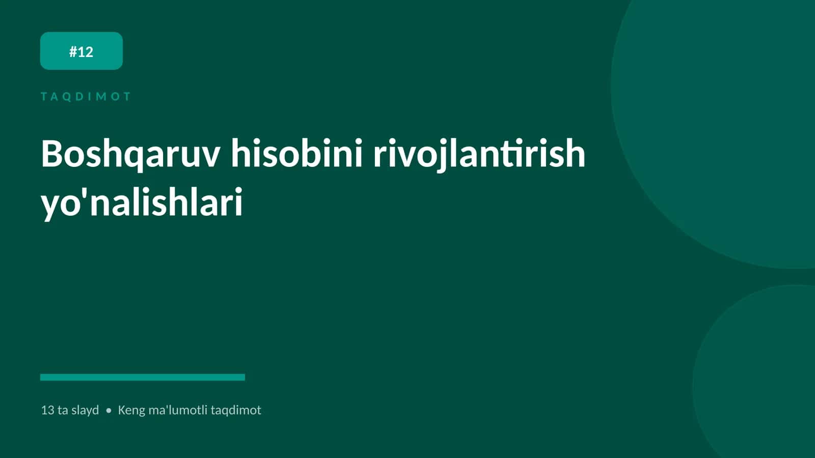 Boshqaruv hisobini rivojlantirish yo'nalishlari