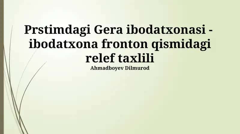 Prstimdagi Gera ibodatxonasi - ibodatxona fronton qismidagi relef taxlili