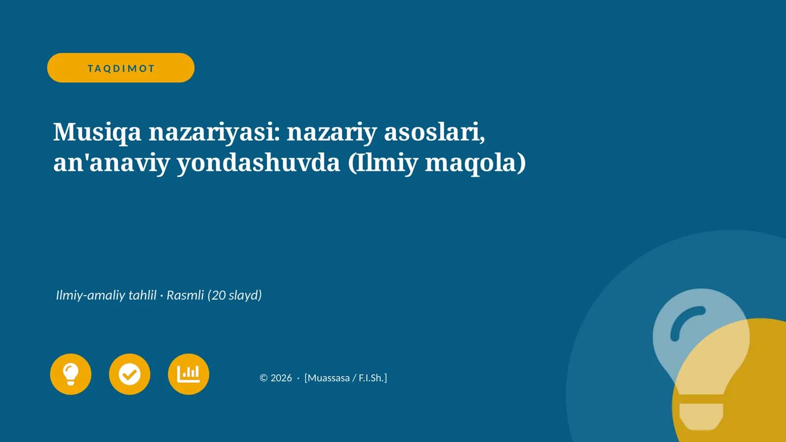 Musiqa nazariyasi: nazariy asoslari, an'anaviy yondashuvda (Ilmiy maqola)