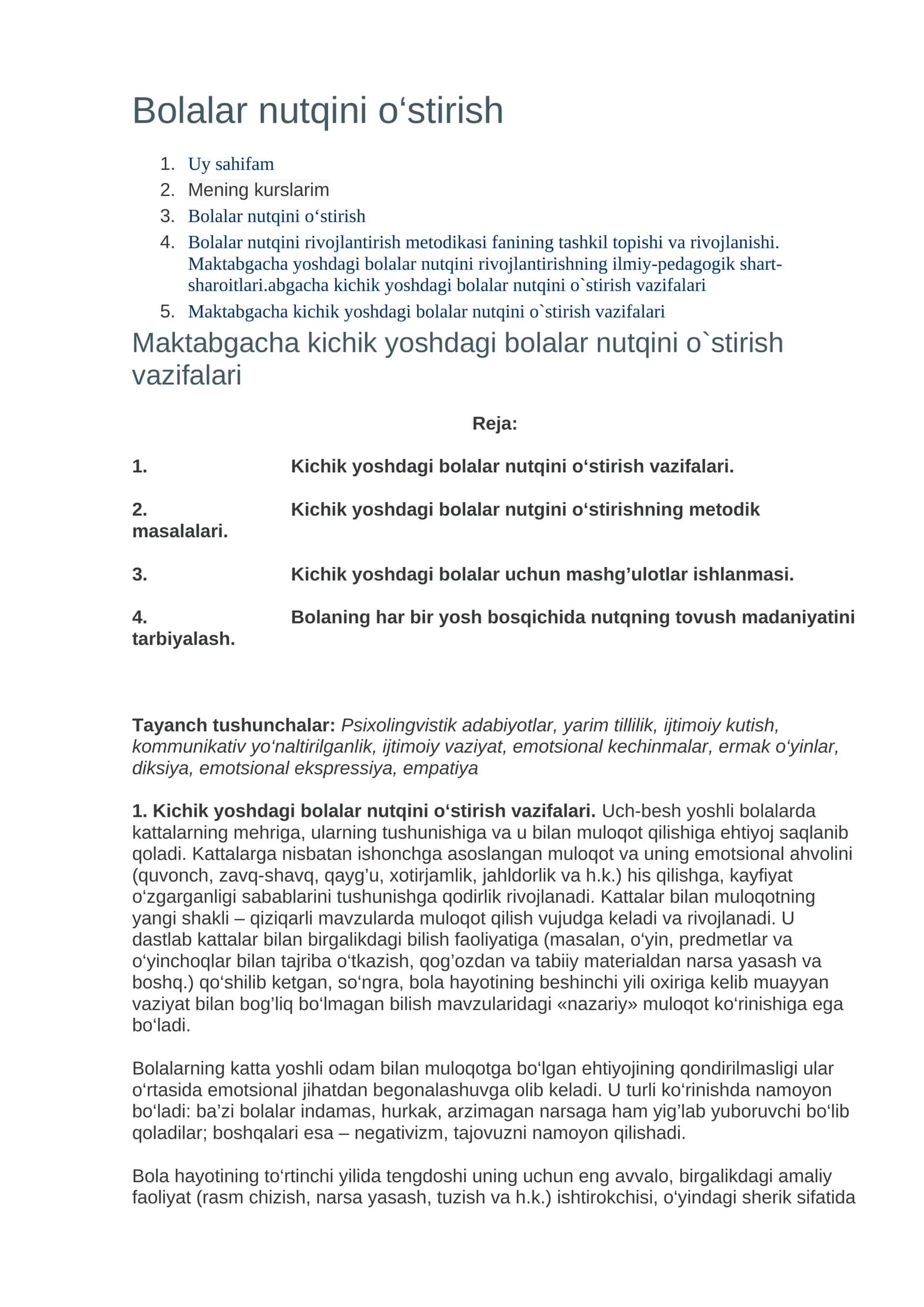 Bolalar nutqini o‘stirish