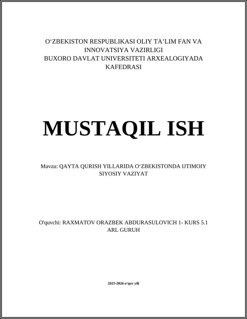 Qayta qurish yillarida Oʻzbekistonda ijtimoiy siyosiy vaziyat