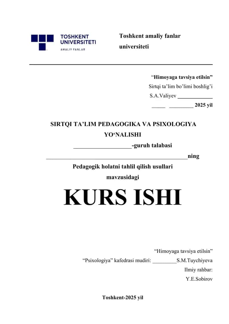 Pedagogik holatni tahlil qilish usullari