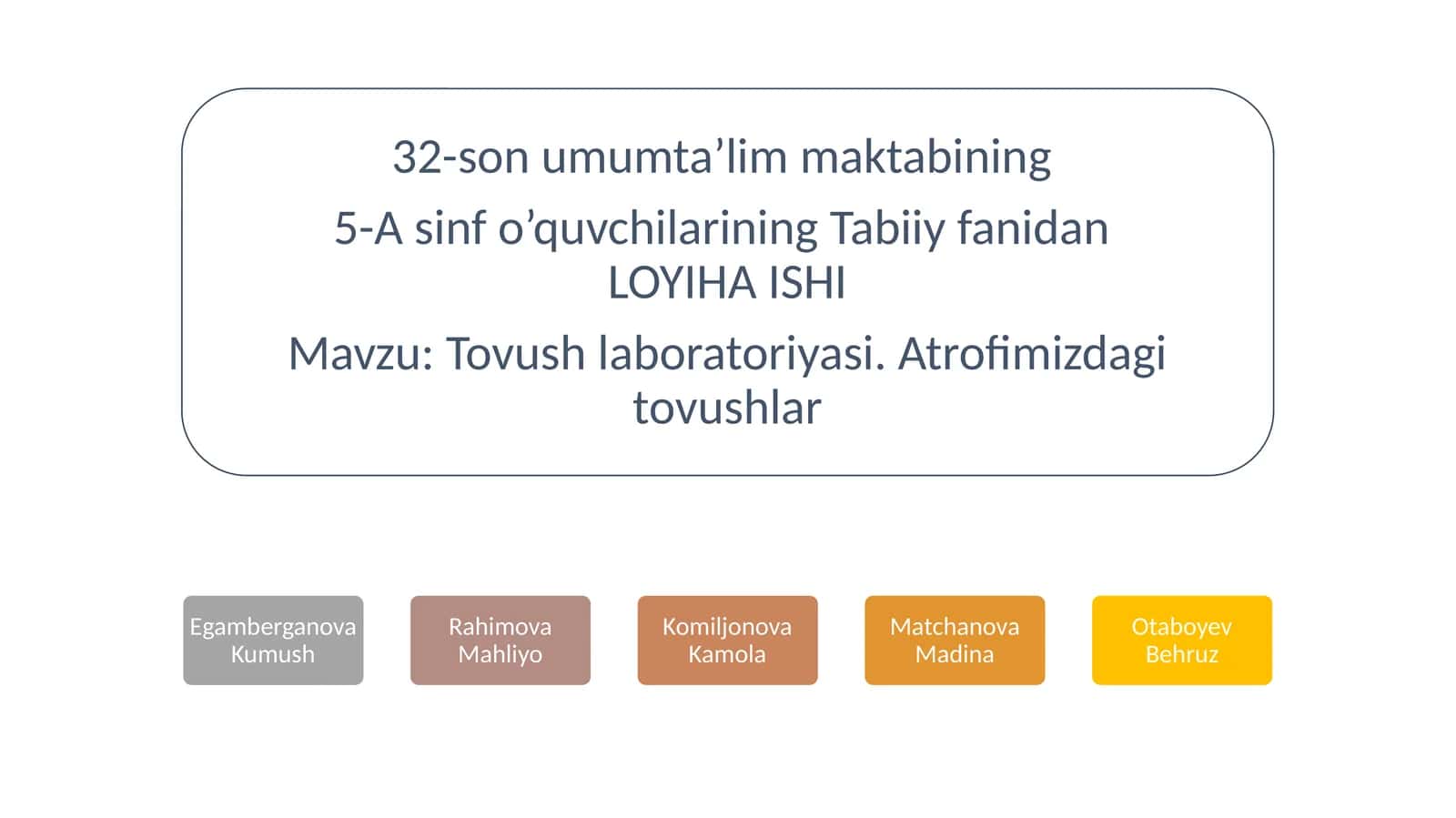 Tovush laboratoriyasi. Atrofimizdagi tovushlar