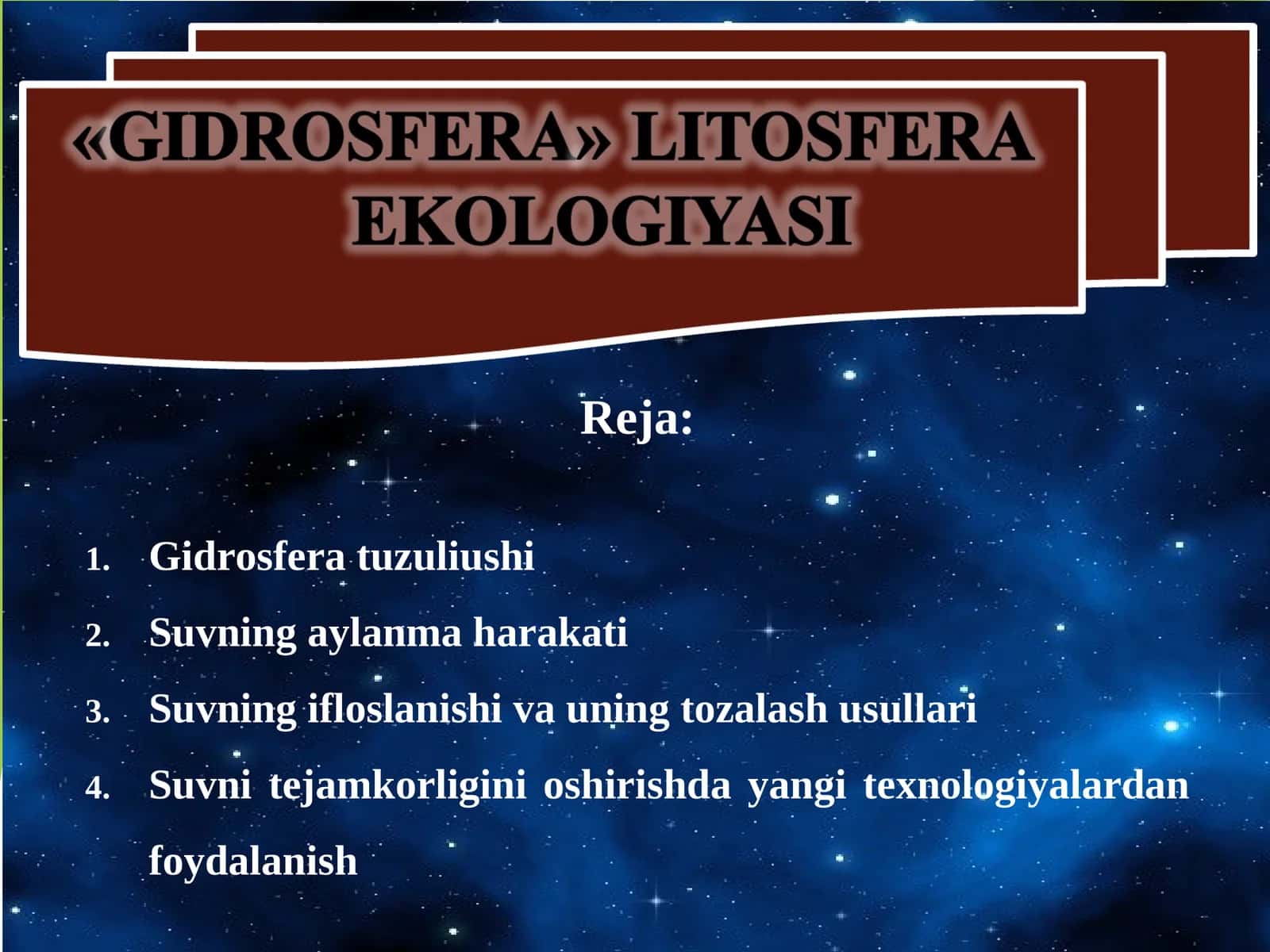 GIDROSFERA NIMA?
