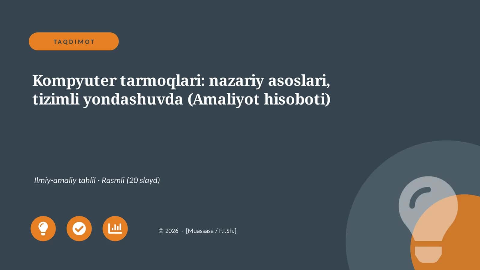 Kompyuter tarmoqlari: nazariy asoslari, tizimli yondashuvda (Amaliyot hisoboti)