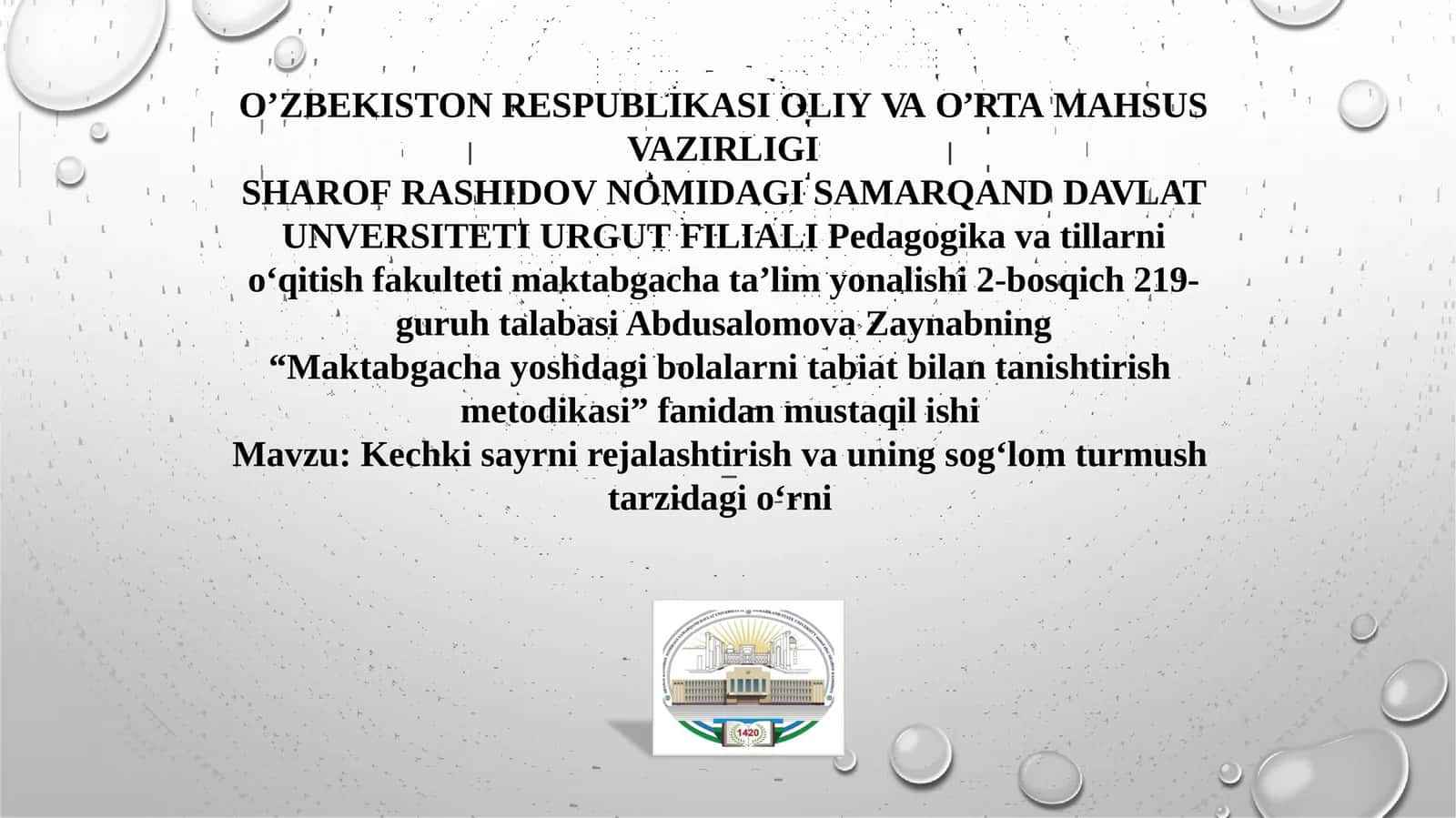 Kechki sayrni rejalashtirish va uning sog‘lom turmush tarzida o‘rni