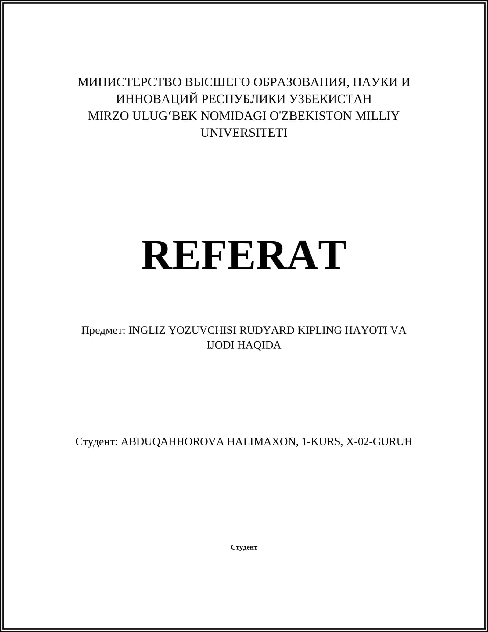 INGLIZ YOZUVCHISI RUDYARD KIPLING HAYOTI VA IJODI HAQIDA