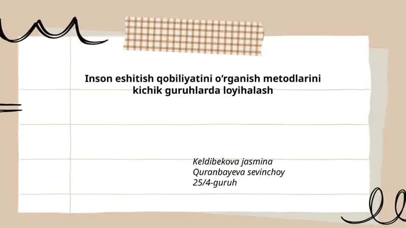 Kichik guruhlarda tonal audiometriya metodikasini loyihalash