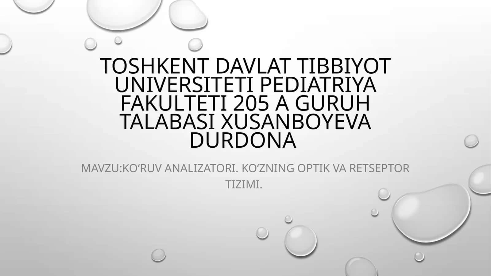 Koʻruv analizatori. Koʻzning optik va retseptor tizimi