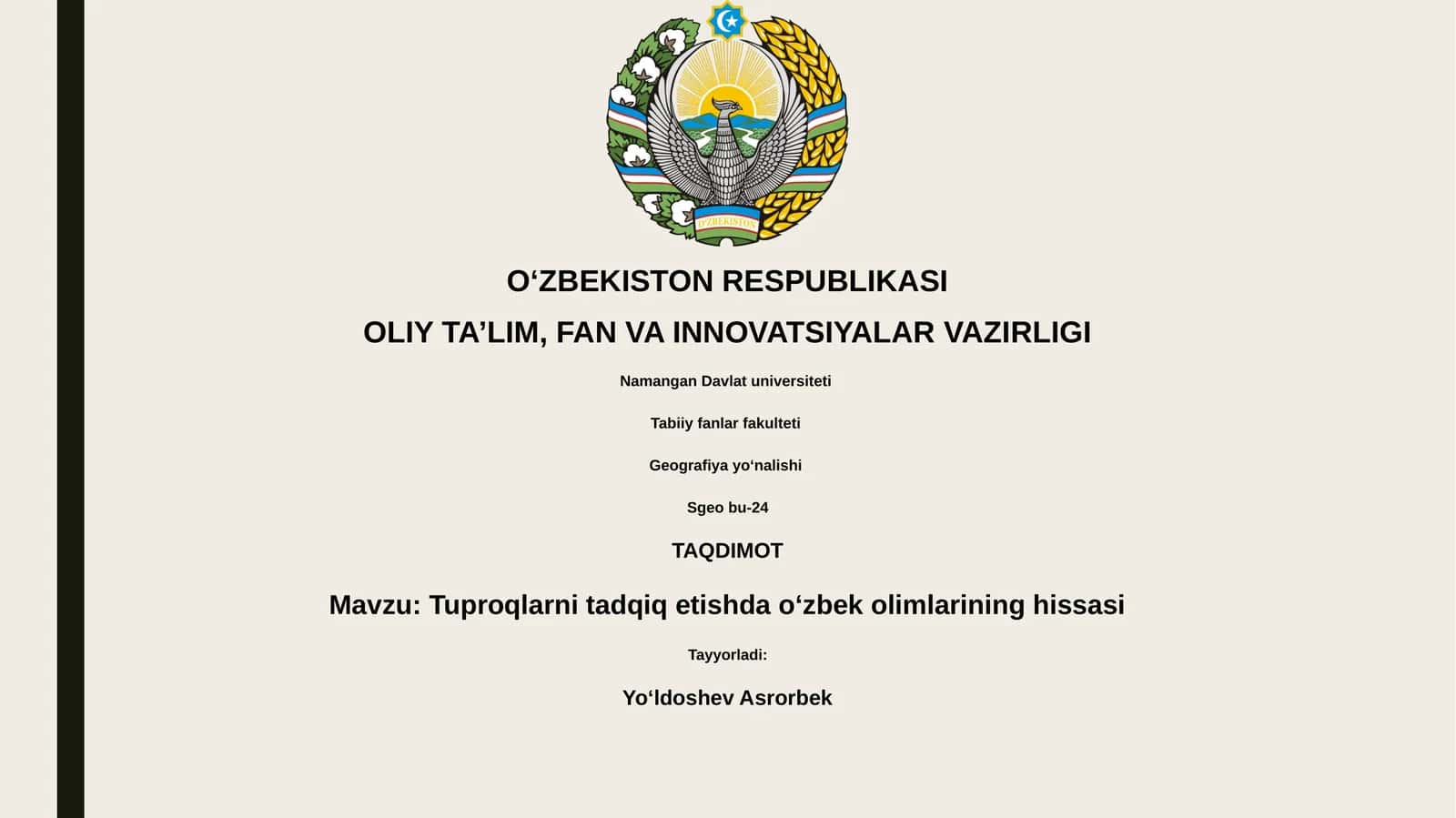 Tuproqlarni tadqiq etishda oʻzbek olimlarining hissasi