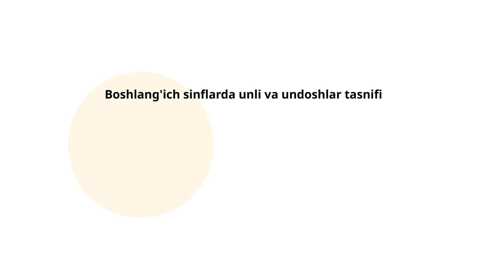 Boshlang'ich sinflarda unli va undoshlar tasnifi