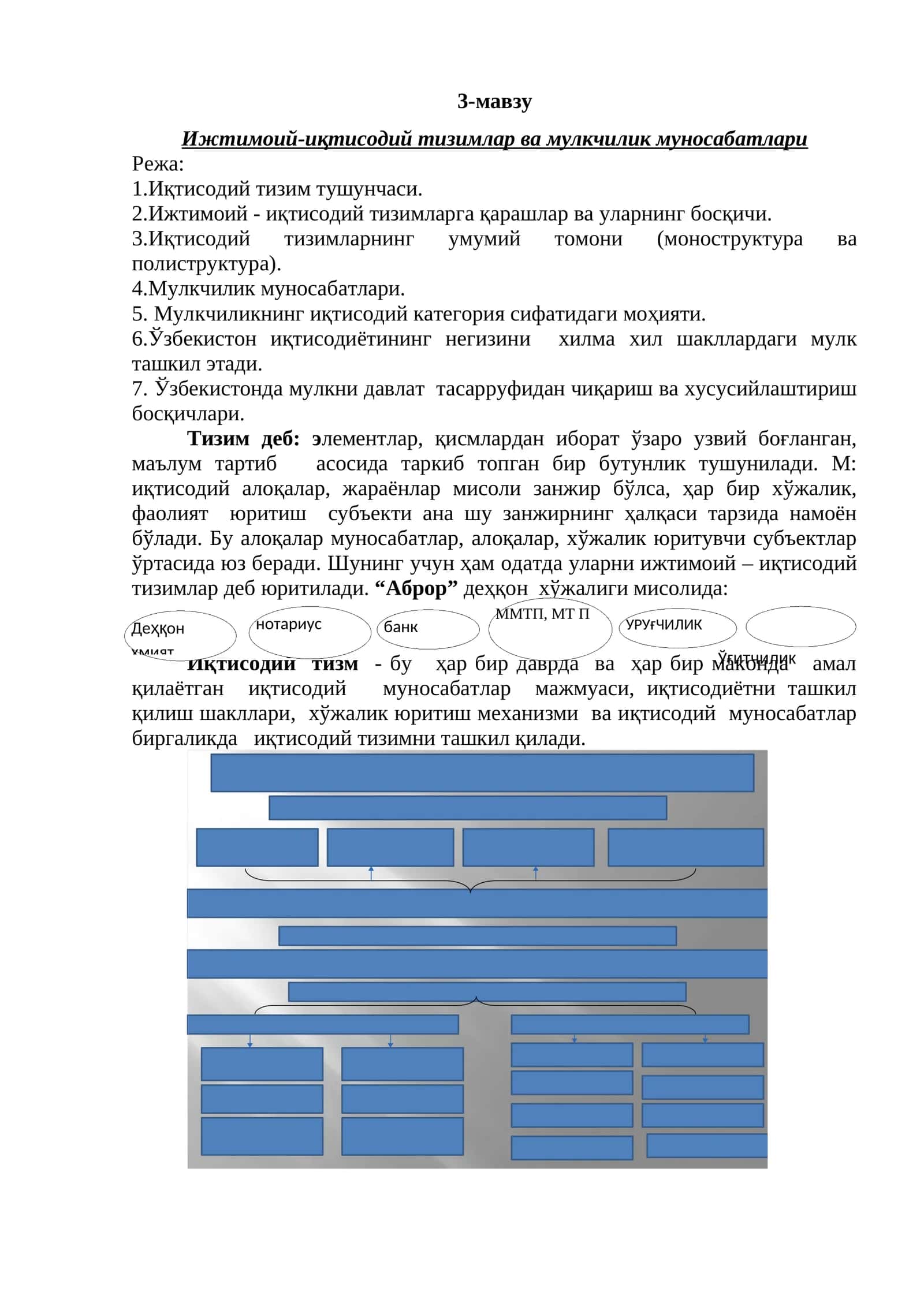 Ижтимоий-иқтисодий тизимлар ва мулкчилик муносабатлари