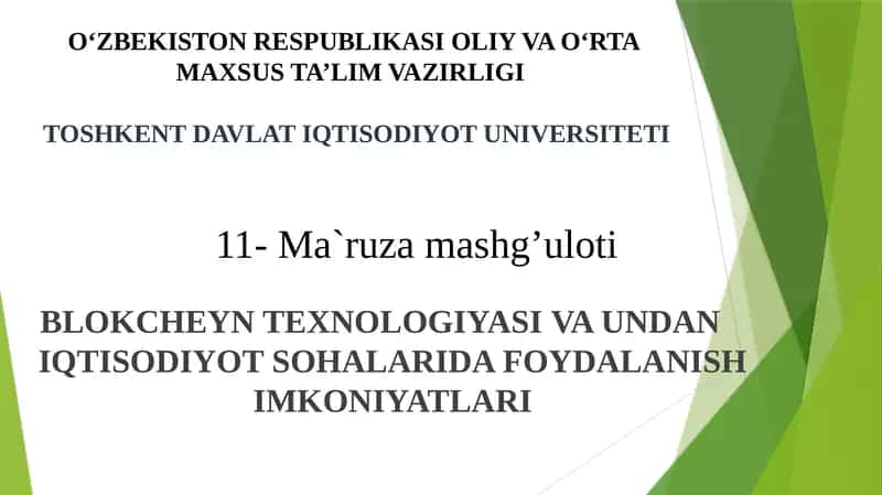 BLOKCHEYN TEXNOLOGIYASI