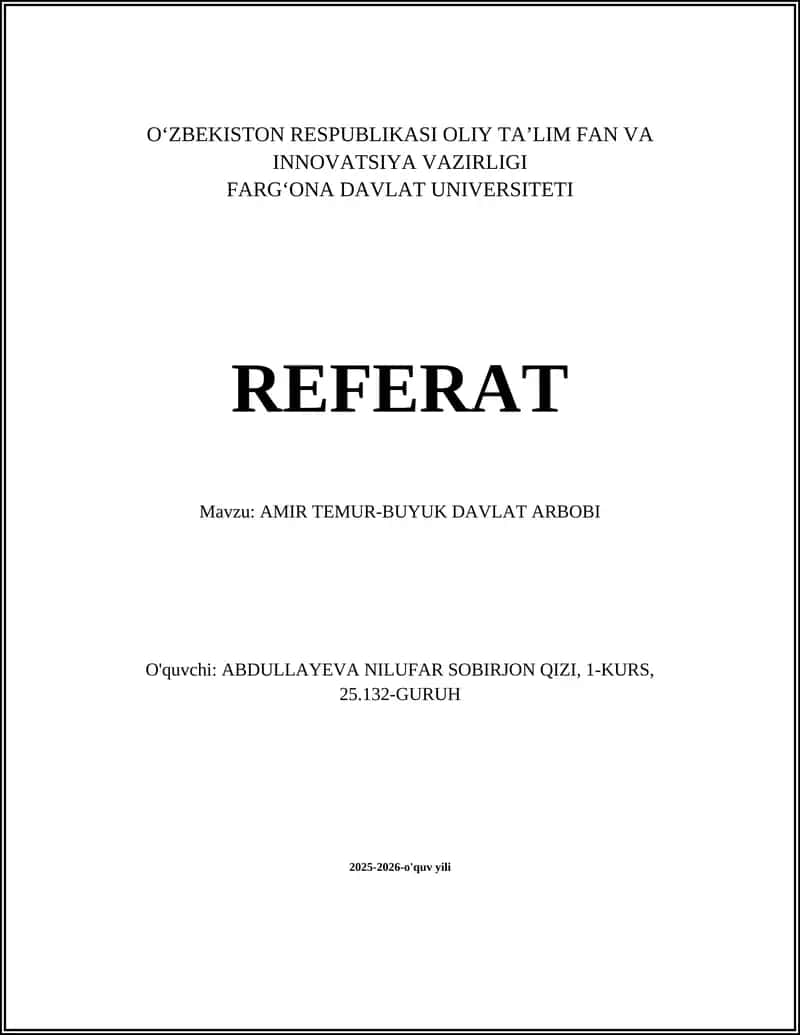 AMIR TEMUR-BUYUK DAVLAT ARBOBI