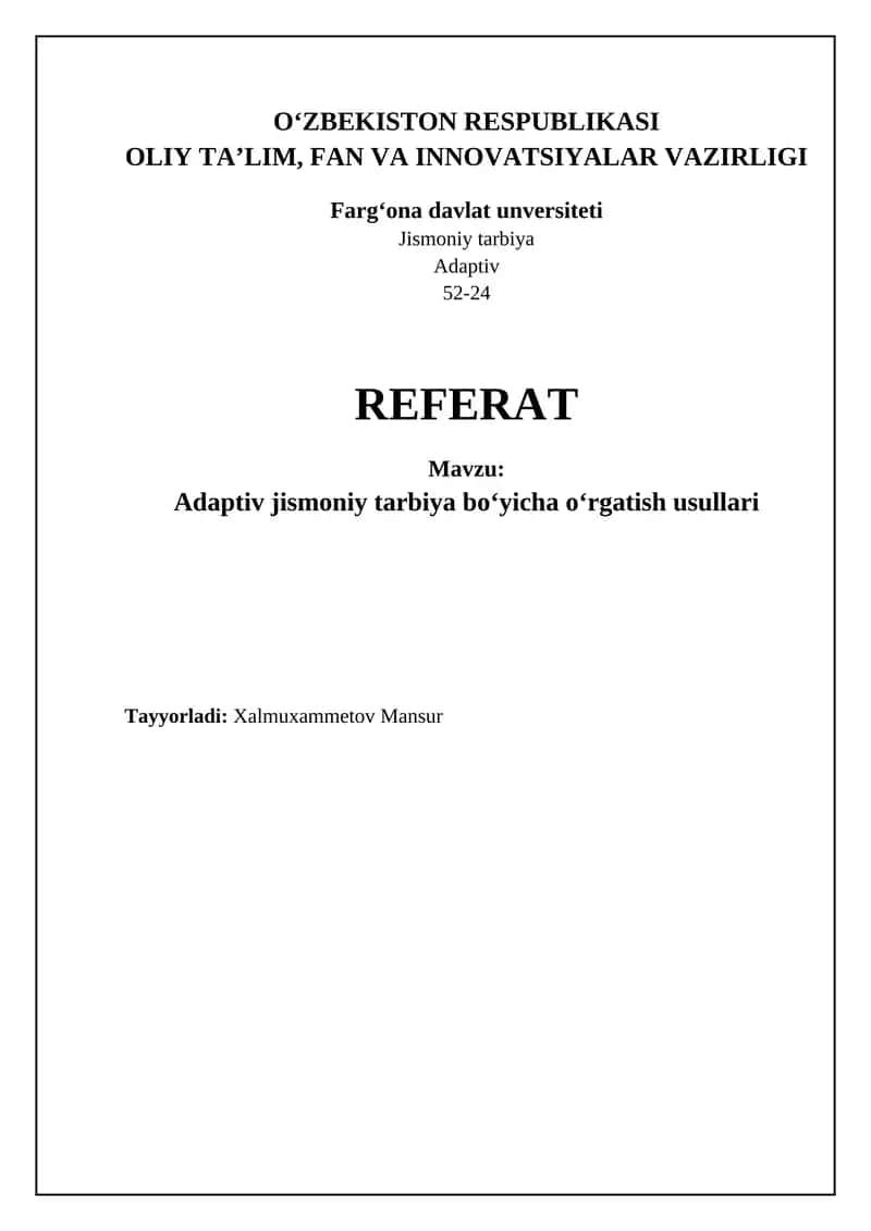 Adaptiv jismoniy tarbiyada o'qitish strategiyalari