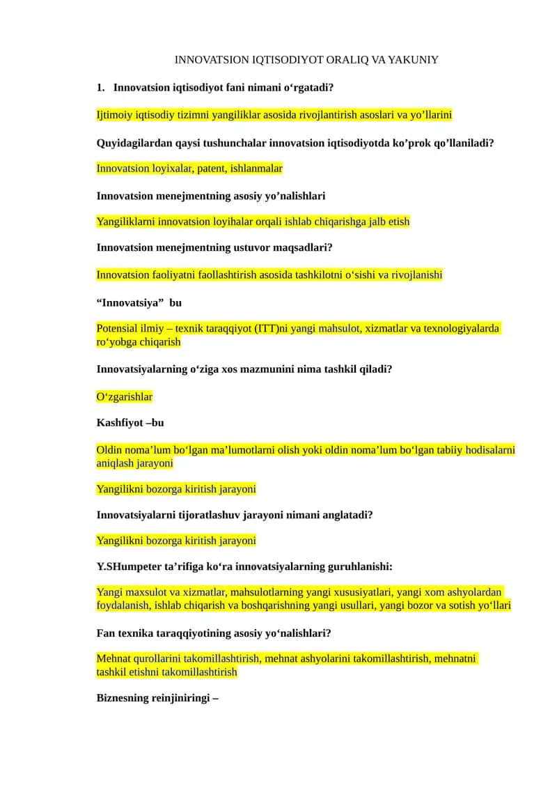 Innovatsion iqtisodiyot fani