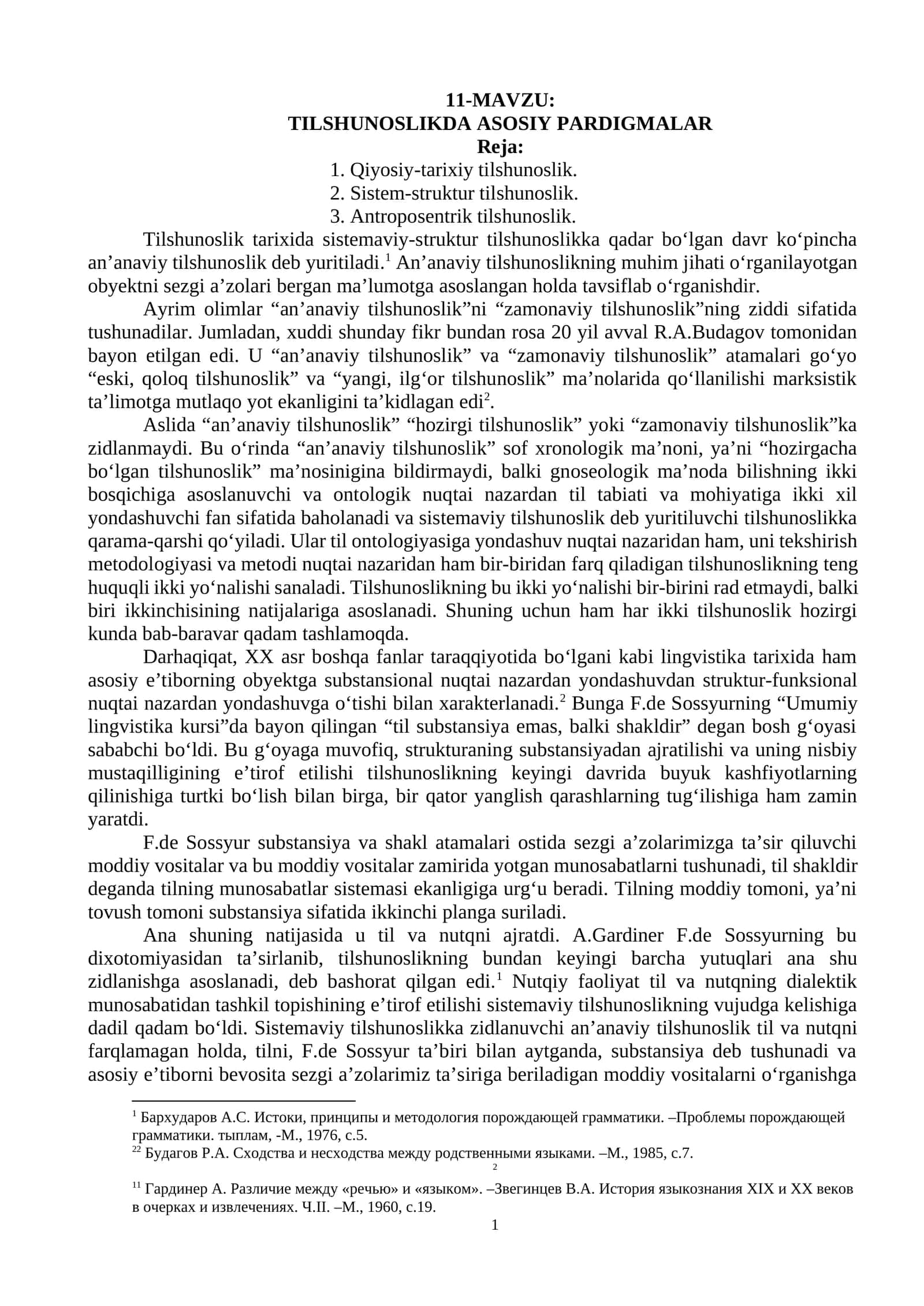 TILSHUNOSLIKDA ASOSIY PARDIGMALAR