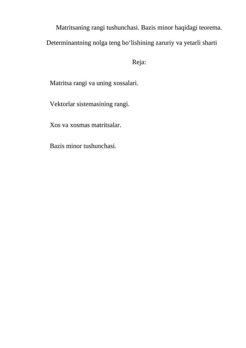 Bazis minor haqidagi teorema