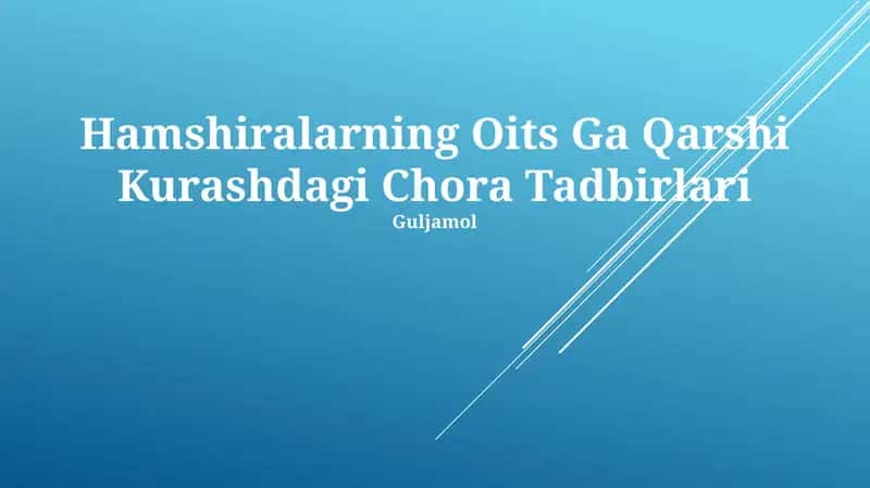 Hamshiralarning Oits Ga Qarshi Kurashdagi Chora Tadbirlari