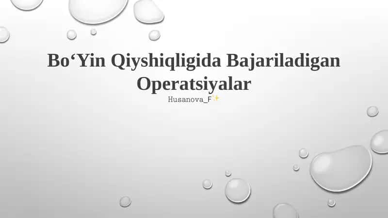 Bo'yin Qiyshiqligida Bajariladigan Operatsiyalar