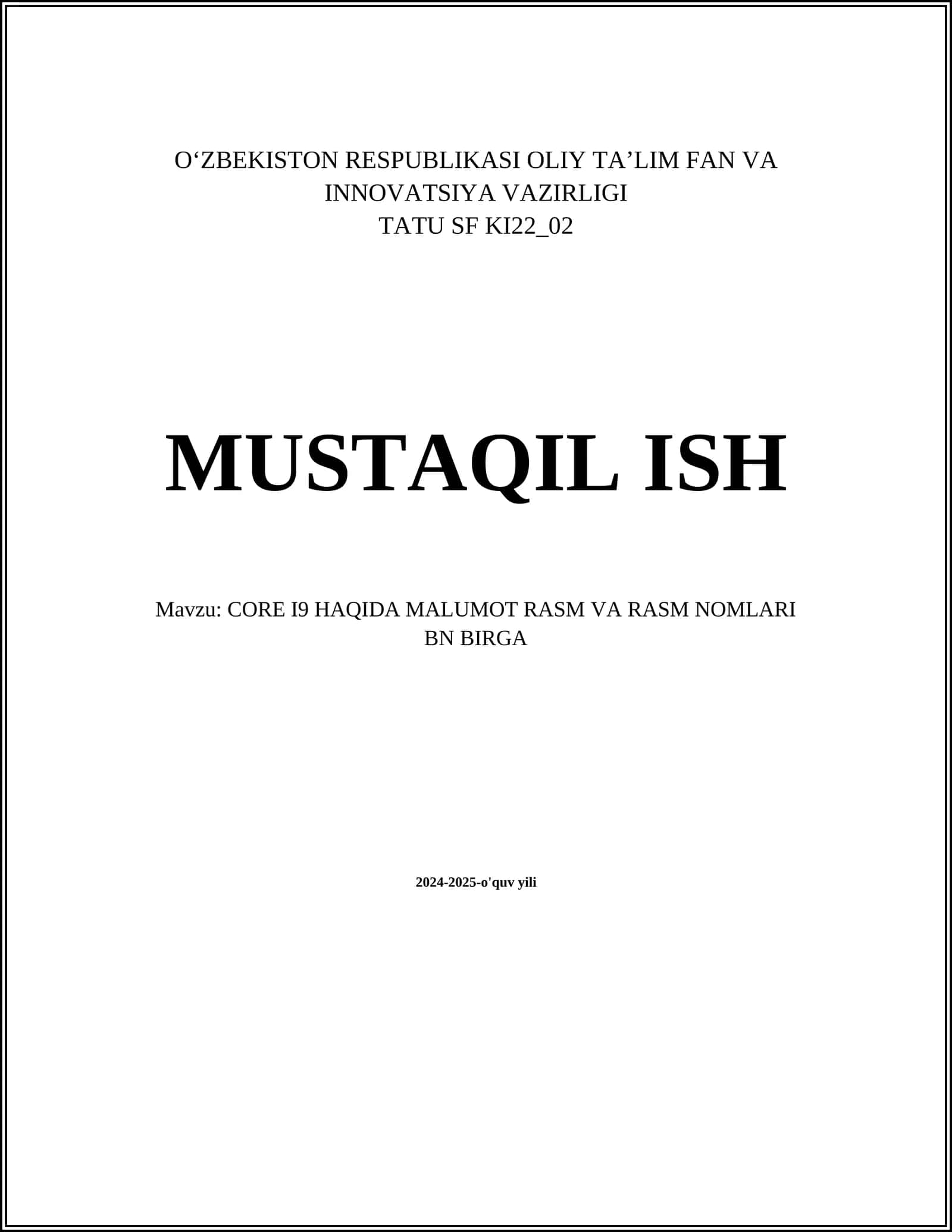 CORE I9 HAQIDA MALUMOT RASM VA RASM NOMLARI BN BIRGA