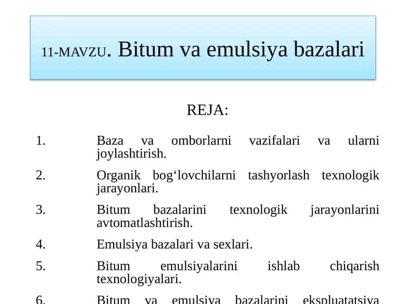 Bitum va emulsiya bazalari