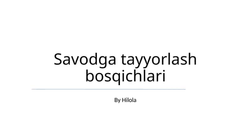 Savodga tayyorlash bosqichlari