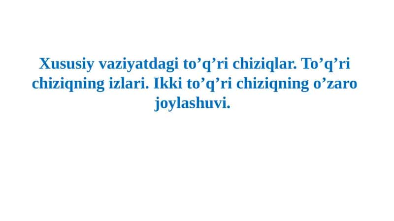 Xususiyvaziyatdagi to’q’richiziqlar