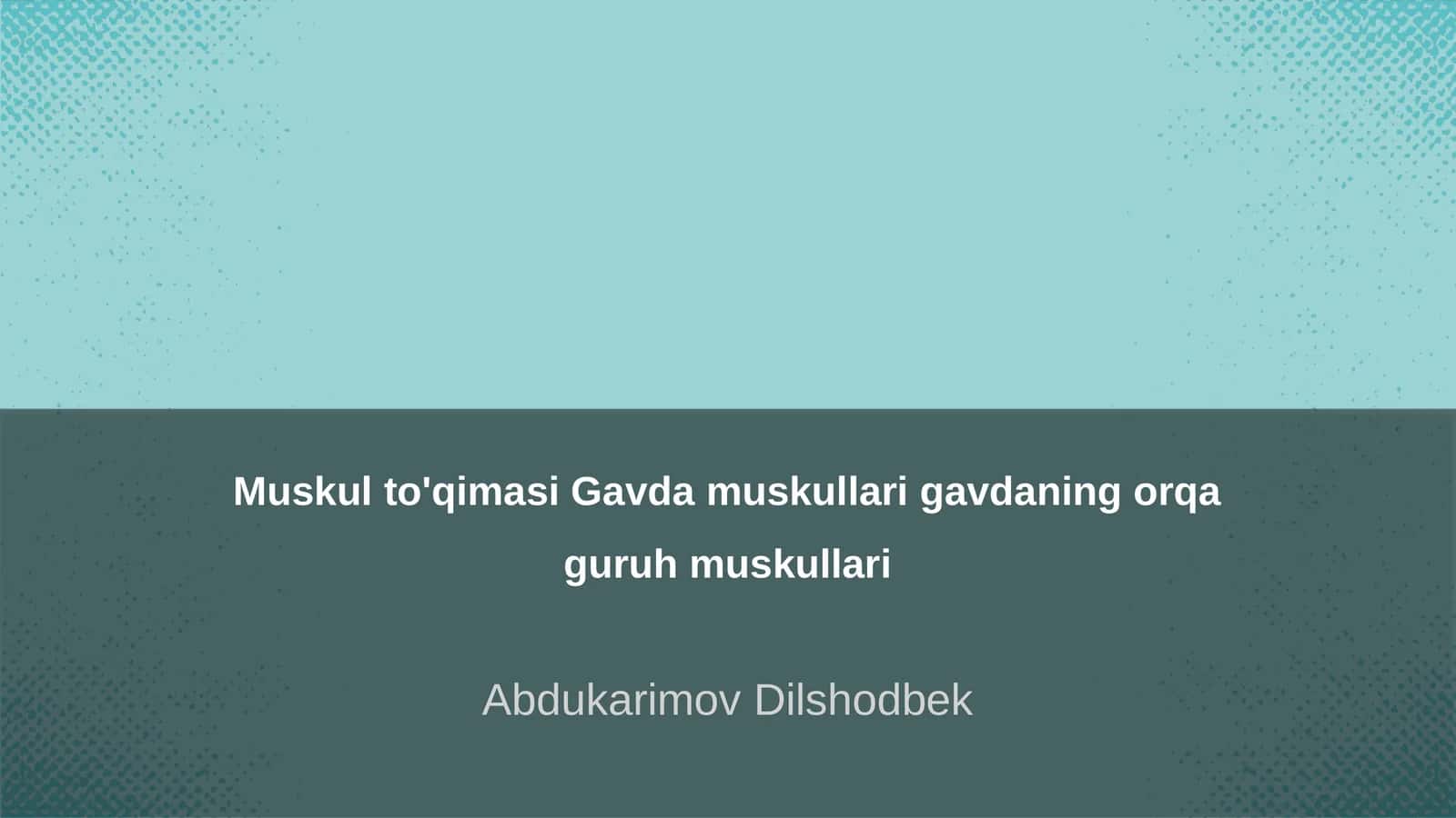 Muskul to'qimasi Gavda muskullari gavdaning orqa guruh muskullari