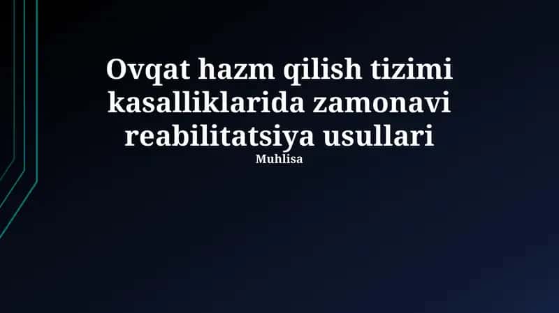 Zamonaviy reabilitatsiya usullari