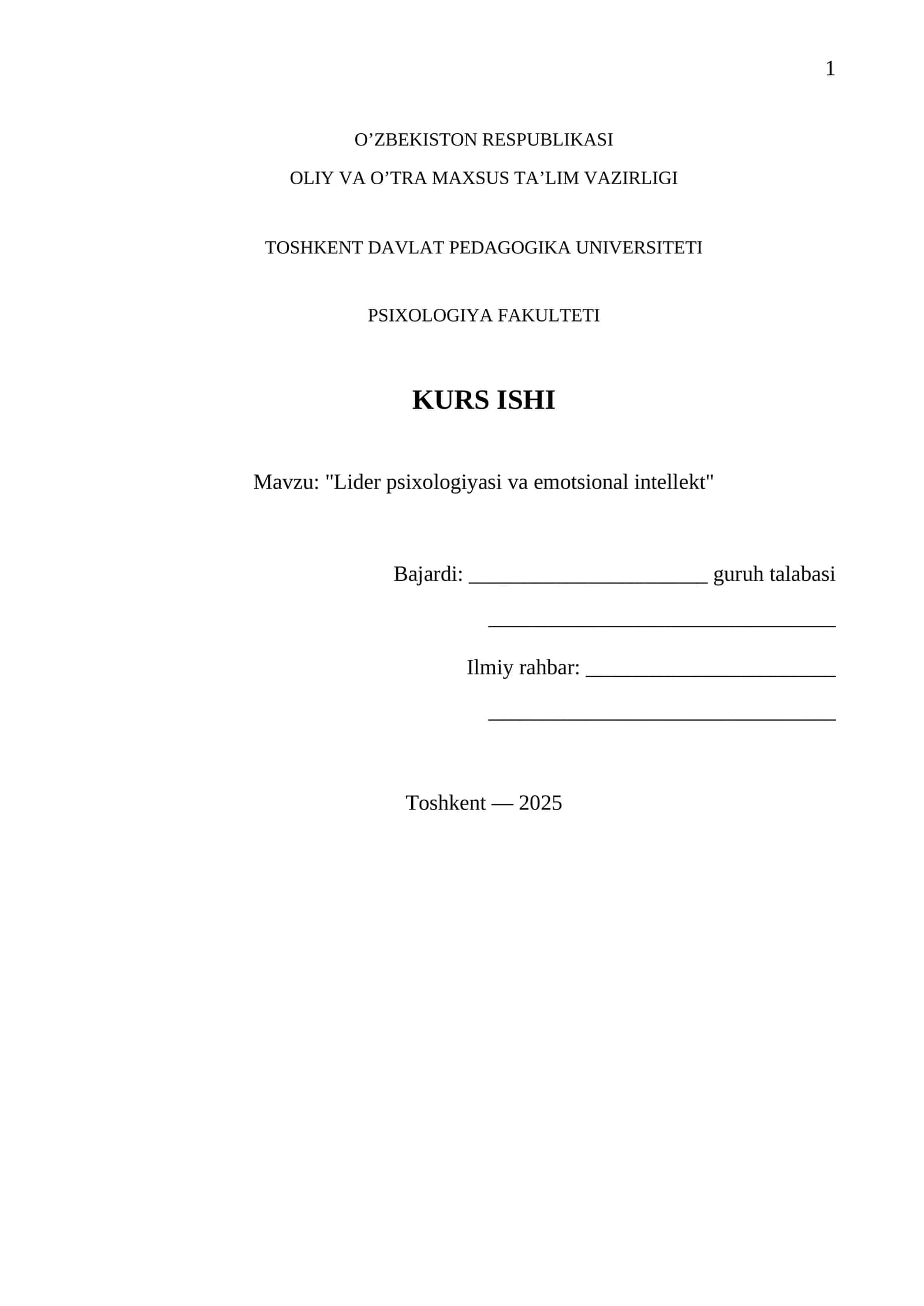 Lider psixologiyasi va emotsional intellekt