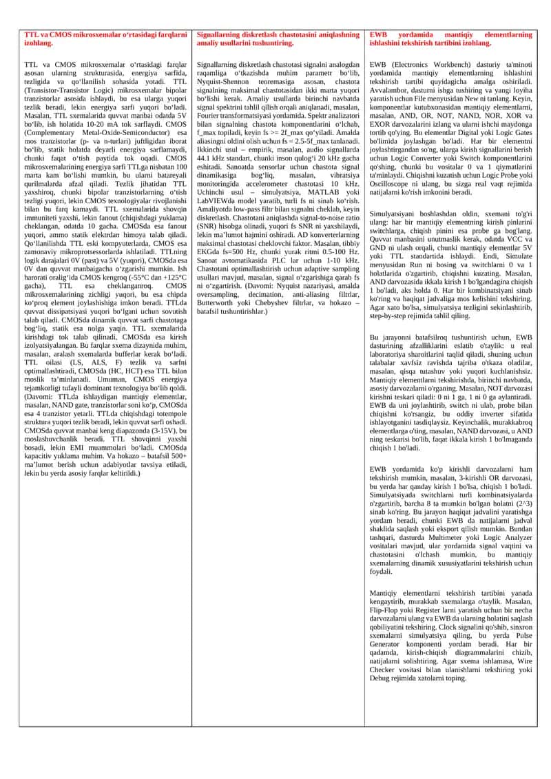 TTL va CMOS mikrosxemalar farqlari