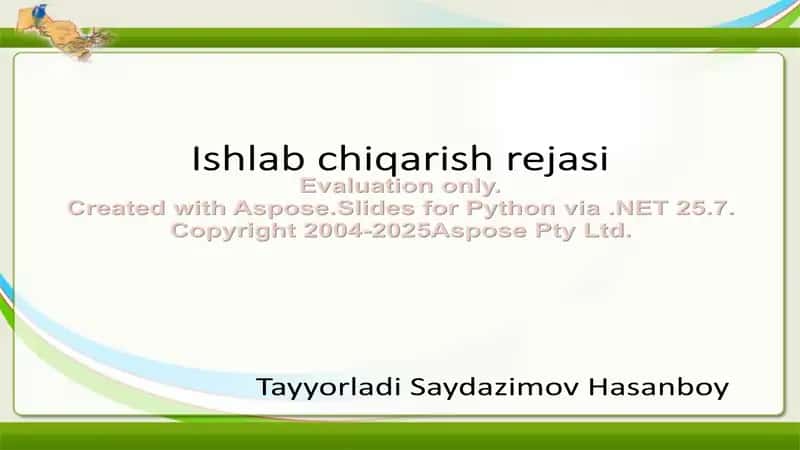 Ishlab chiqarish rejasi