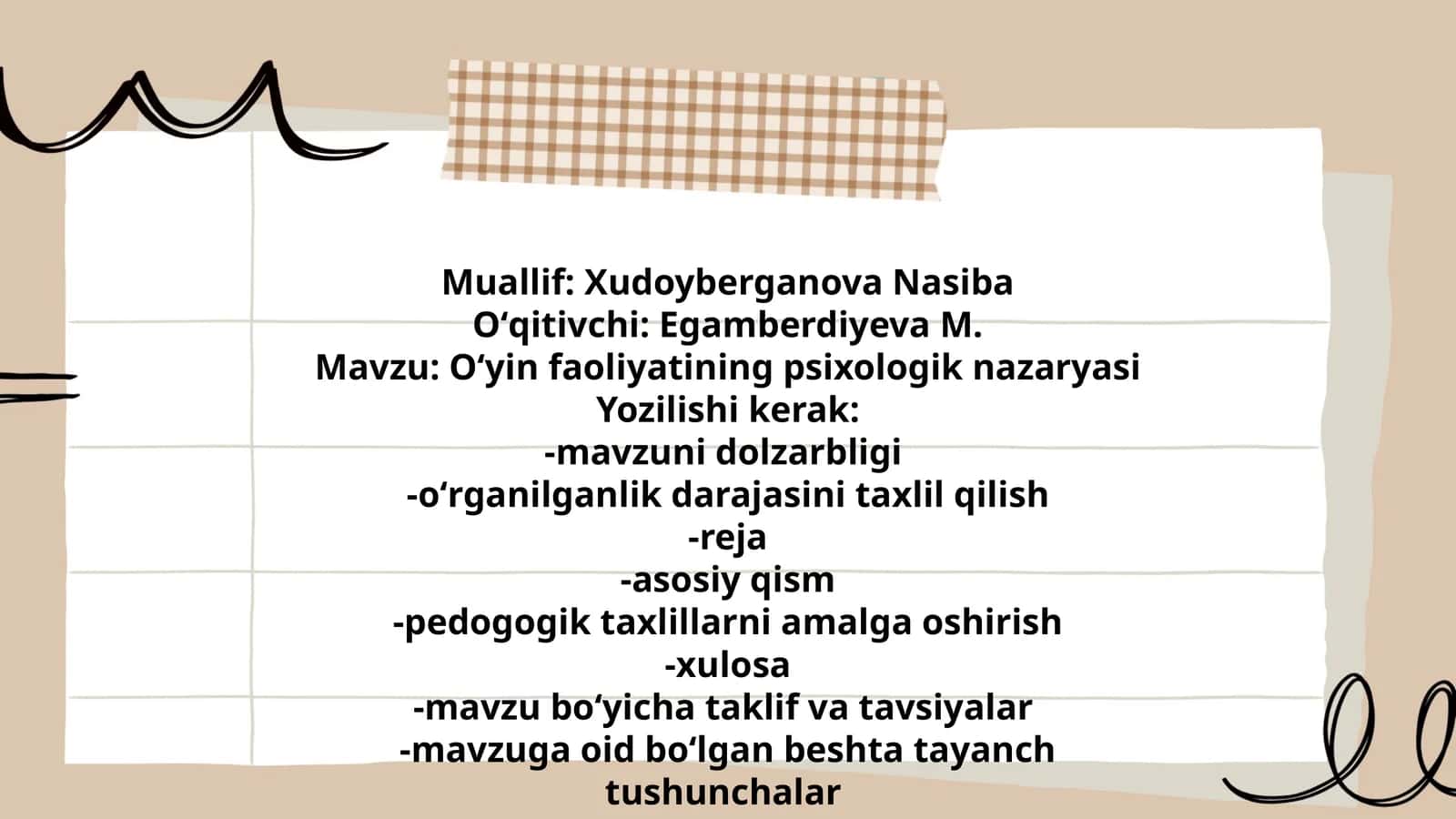 Oʻyin faoliyatining psixologik nazaryasi