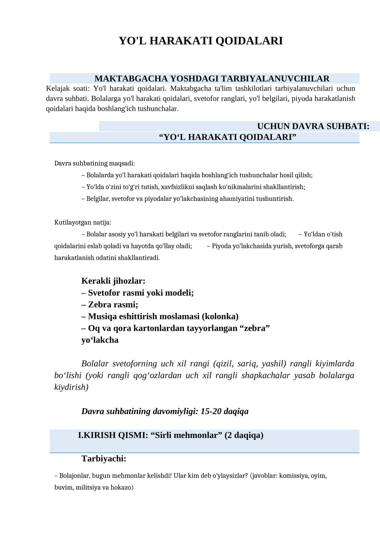 YO'L HARAKATI QOIDALARI