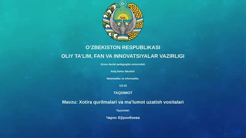Xotira qurilmalari va ma’lumot uzatish vositalari